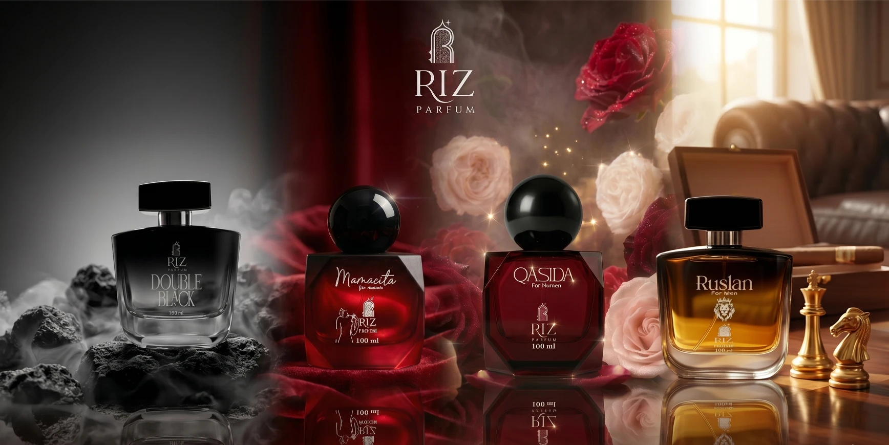 Four perfume bottles